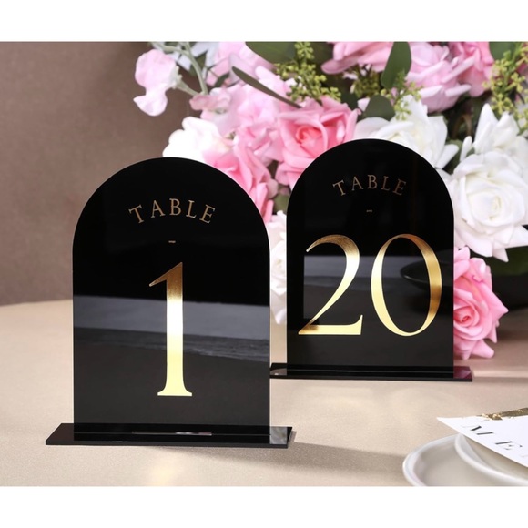 Elegant black and gold table numbers for wedding, celebration - Picture 4 of 6